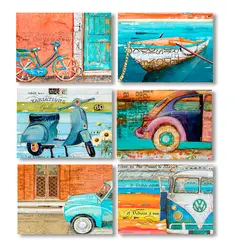 POR EJEMPLO DISEÑO Y DECORACION - 6 Individuales De Mesa Transporte Vintage