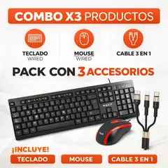 HAVIT - Combo Teclado + Mouse 5V USB + Cable de Datos y Carga 3 en 1