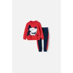 DISNEY - Conjunto de Mickey Mouse con pantalón rojo y azul para bebé niño