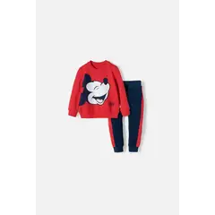 DISNEY - Conjunto de Mickey Mouse con pantalón rojo y azul para bebé niño
