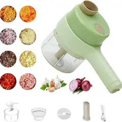 GENERICO - Cortador Eléctrico De Verduras 4 En 1 Picador De Ajo y Cebolla Mini Procesador De Alimentos Portátil