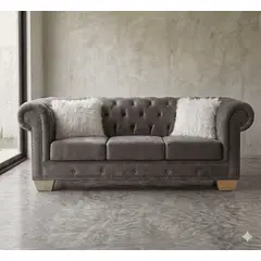 PLUMA HOME - Sofa Chesterfield - Moderno y Elegante Grafito 3 Puestos