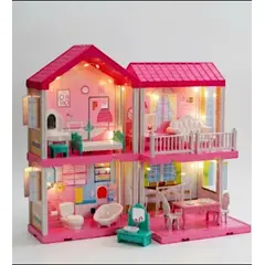 GENERICO - Casa Muñecas 2 Pisos Con Muebles Y Muñeca Con Luces