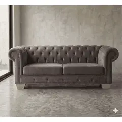 PLUMA HOME - Sofa Chesterfield - Moderno y Elegante Grafito 2 Puestos