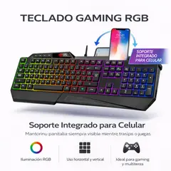 HAVIT - Teclado Gamer Alámbrico Con Retroiluminación de 7 Colores, Color Negro