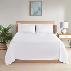 GENERICO - Juego Sábanas Frias Hotel 180 Hilos T30 Algodón Blanco Liso King