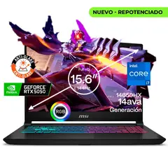 MSI - PORTATIL GAMER KATANA 15 PROCESADOR INTEL CORE i7-14650HX SSD 512GB RAM DDR5 16GB RTX 5050 8GB