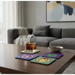 GENERICO - Portavasos en Plexiglass Alta Resistencia Imantados Set X 4Und Rígidos Escudos Marvel Comics