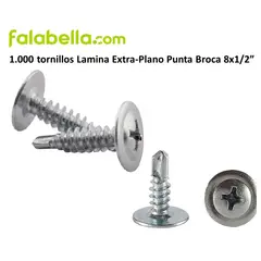 GENERICO - 1.000 Tornillo Lamina Extra-Plano Punta Broca 8x1/2"