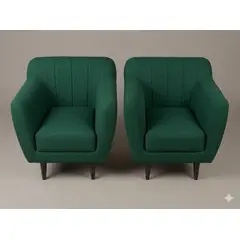PLUMA HOME - Set de 2 Poltronas Oslo - Modernas Color Verde con Patas de Madera