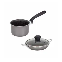 IMUSA - Set Cacerola 14cm Tapa de Vidrio + Perol 10cm Talent Antiadherente