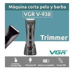 GENERICO - Máquina Cortar Pelo Corporal Íntima Recargable IPX7 con Luz LED VGR-938