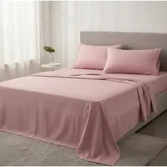 GENERICO - Juego De Sabanas Doble 140x190 Palo Rosa Sateen Stripe