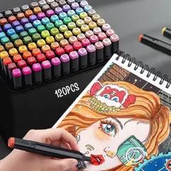 GENERICO - Marcadores Alcohol Doble Punta Fina Biselada Profesionales 120 Colores Vibrantes Alto Rendimiento