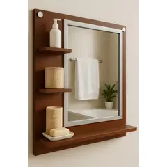 GENERICO - REPISA PARA BAÑO CON ESPEJO CEDRO