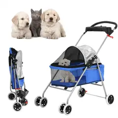 GENERICO - Coche Plegable Para Mascotas Perros y Gatos 4 Ruedas Portátil