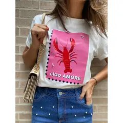 MANO SAGRADA - CAMISETA LANGOSTA EN ROSA