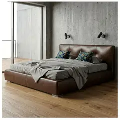 GENERICO - Cama Heavy Quenn 210cm x 190cm En Cuero Natural