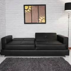 SOFA MARKET - SOFA CAMA KUBIK 3 PUESTOS ECOCUERO NEGRO