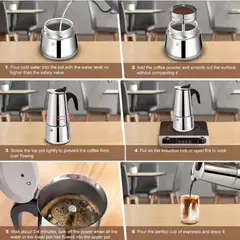 GENERICO - Cafetera Italiana Acero inoxidable de 6 tazas (300ml)