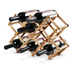 GENERICO - Botellero Soporte Madera Botellas Vino 10 Espacios