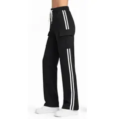 YOGA & GYM - Jogger CARGO Deportivo De Pierna Recta Con Franjas Laterales