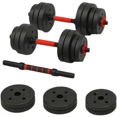 GENERICO - KIT PESAS 20KG CONVERTIBLES TERMOFORRADO NEGRO