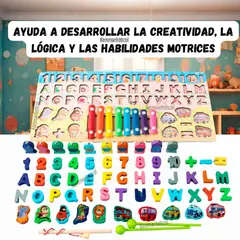 GENERICO - Tablero didactico madera Juego alfanumerico infantil Encajar