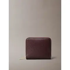 CALVIN KLEIN - Billetera café cuadrada con cremallera y monograma