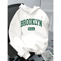 URBAN PLUS - Buzo cerrado hombre y mujer estampado blanco
