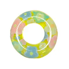 GENERICO - Flotador Inflable Dona Transparente Flores Con Brillos 90cm