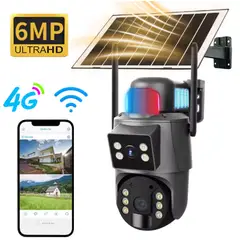 GENERICO - CAMARA DE SEGURIDAD CON PANEL SOLAR DOBLE LENTE Y DOBLE VIA WIFI