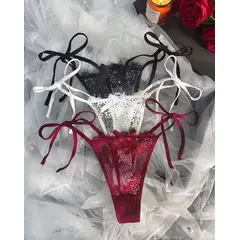 GENERICO - Set 3 Tangas Eróticas Sexys De Encaje Con Amarres Laterales