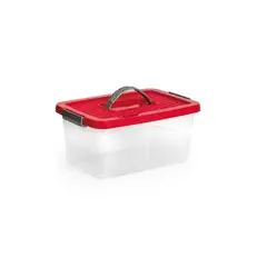 DECORIENTE - Caja Organizadora Con Manija Transparente 5 Litros-RojaVerde