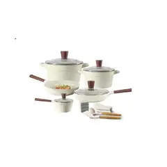 GENERICO - Batería de Cocina Antiadherente 7 Piezas con Tapas de Vidrio