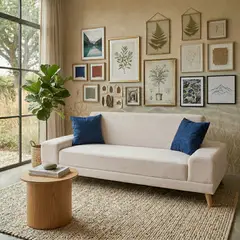 AMAIKA - Sofá Cama Primavera tapizado en tela acogedora color Beige + Cojines