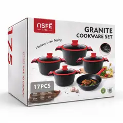 GENERICO - Juego ollas profesionales extra grande en granito aluminio forjado 17 piezas OSFE®