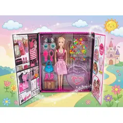 007PLUS - Juego de muñeca de 30 cm con adorables accesorios - armario closet + peinados y manillas
