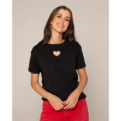 BASICAL - Camiseta Open Heart Negro