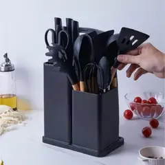 GENERICO - Set de Utensilios en Silicona x19 Piezas Negro