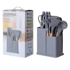 GENERICO - Set de Utensilios en Silicona x19 Piezas Gris