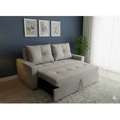 GENERICO - Sofa Cama Aleman Tela Gris Amigable Con Mascotas Carrito Plegable 3 posiciones
