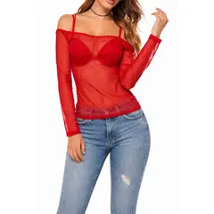VIA7 - Blusa de Malla Strapless - Diseño Minimalista y Estructura Ajustada