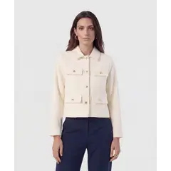 PATPRIMO - Chaqueta Corta Con Botones Dorados  Para Mujer Crema