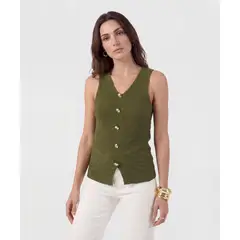 PATPRIMO - Chaleco Para Mujer Tejido Color Verde Marca #30250051