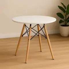 GENERICO - Mesa Redonda Chosimo 80cm Madera Haya Diseño Moderno Elegante Ideal Hogar y Cocina