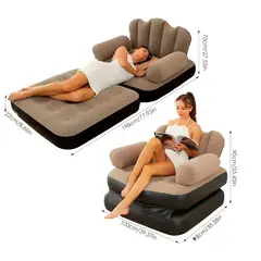 GENERICO - Sofa Cama Inflable Convertible Individual Sillon Puff 2 En 1