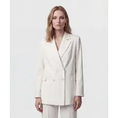 PATPRIMO - Blazer Cruzado De Doble Botonadura  Para Mujer Blanco