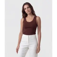 PATPRIMO - Camiseta Para Mujer Manga Sisa Cuello Redondo Color Café Marca #30093910