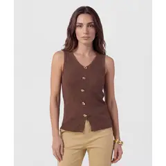 PATPRIMO - Chaleco Para Mujer Tejido Color Café Marca #30250051